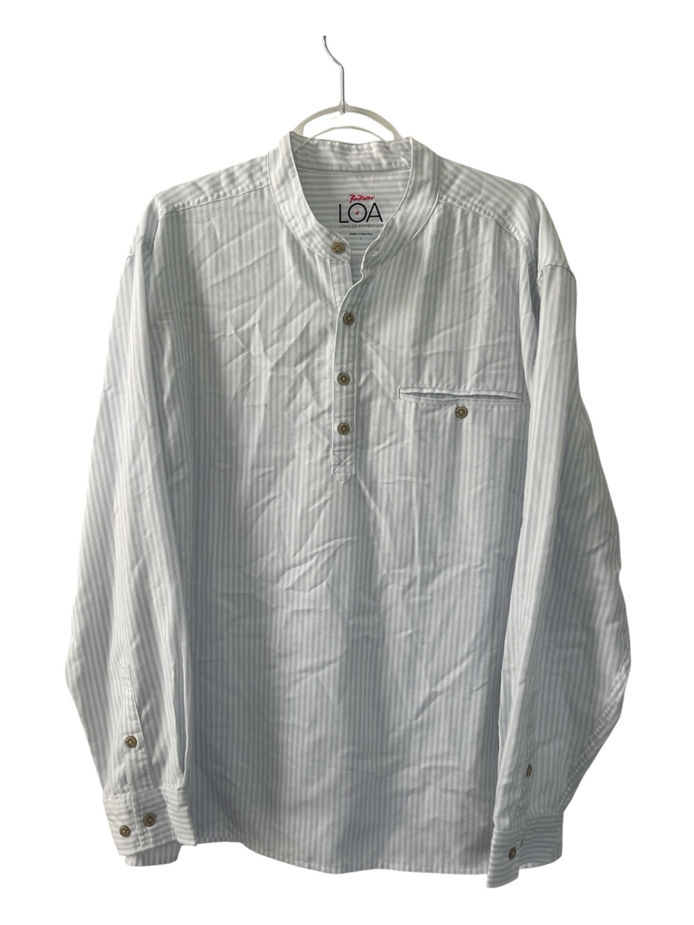 RailRiders LOA Safe Passage Hiking Grey White Stripe Long Sleeve Shirt Large